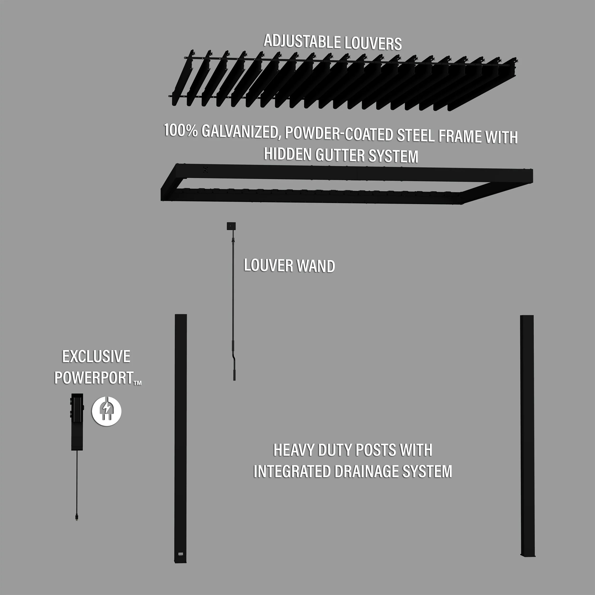3.6m x 3.1m (12ft x 10ft) Evanston Wall Mounted Louvered Pergola - Image 12