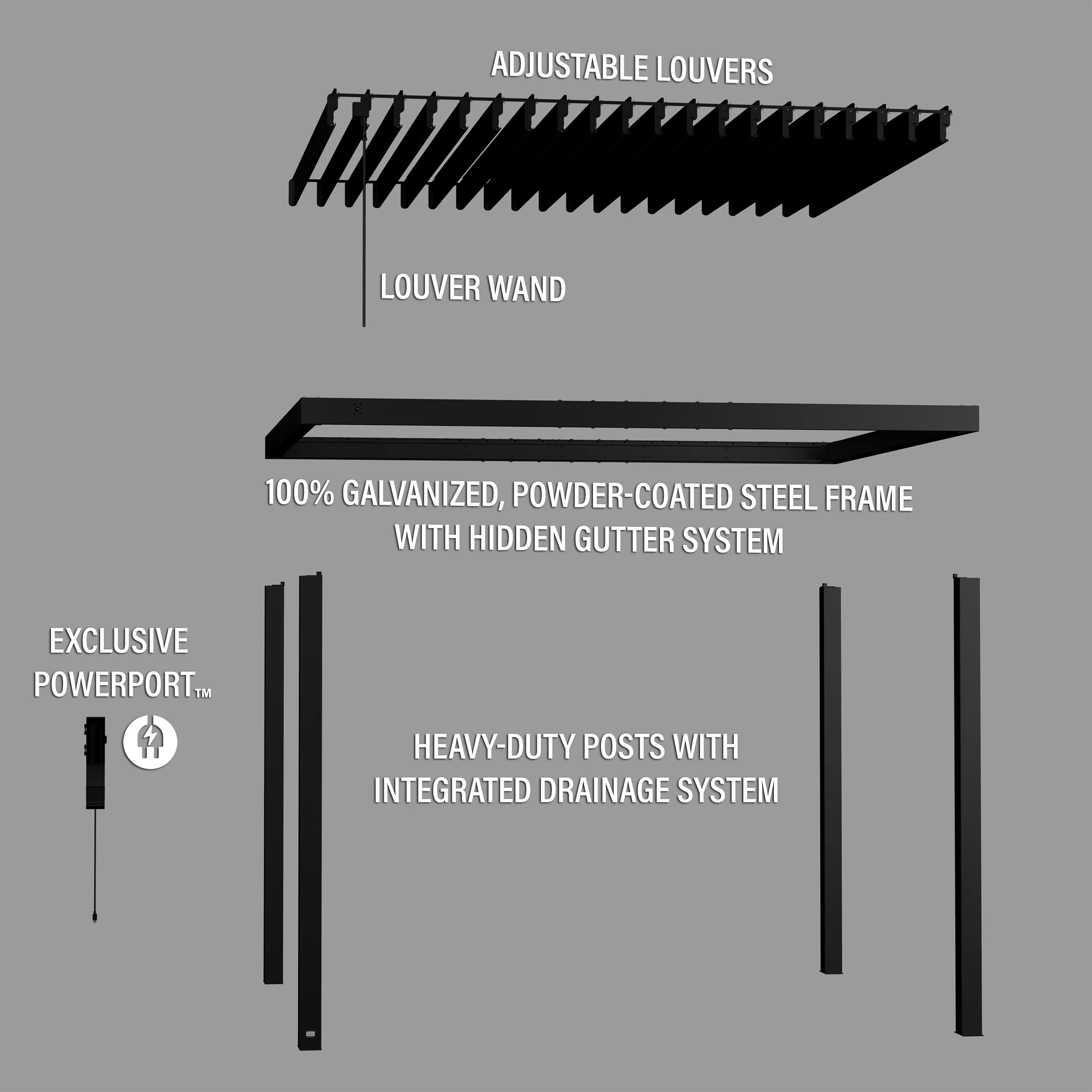 3.6m x 3.0m (12ft x 10ft) Sarasota Steel Louvered Pergola - Image 13