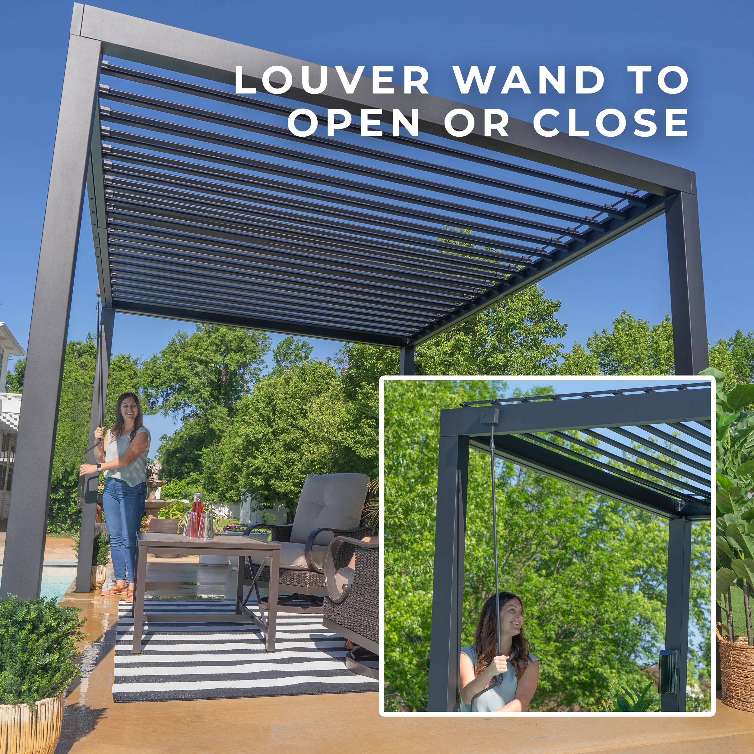 3.6m x 3.0m (12ft x 10ft) Sarasota Steel Louvered Pergola - Image 6