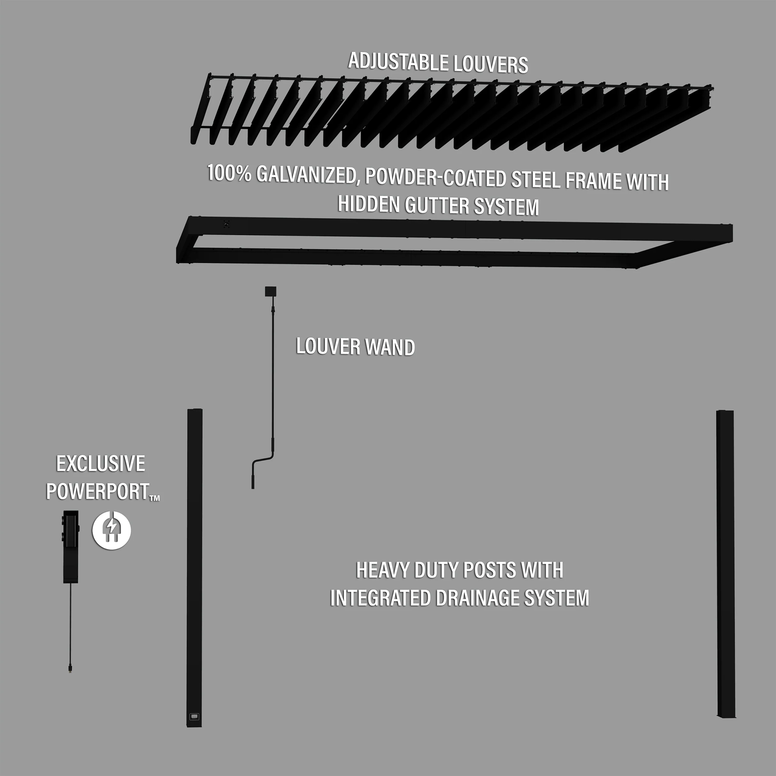 4.3m x 3.1m (14ft x 10ft) Evanston Wall Mounted Louvered Pergola - Image 12