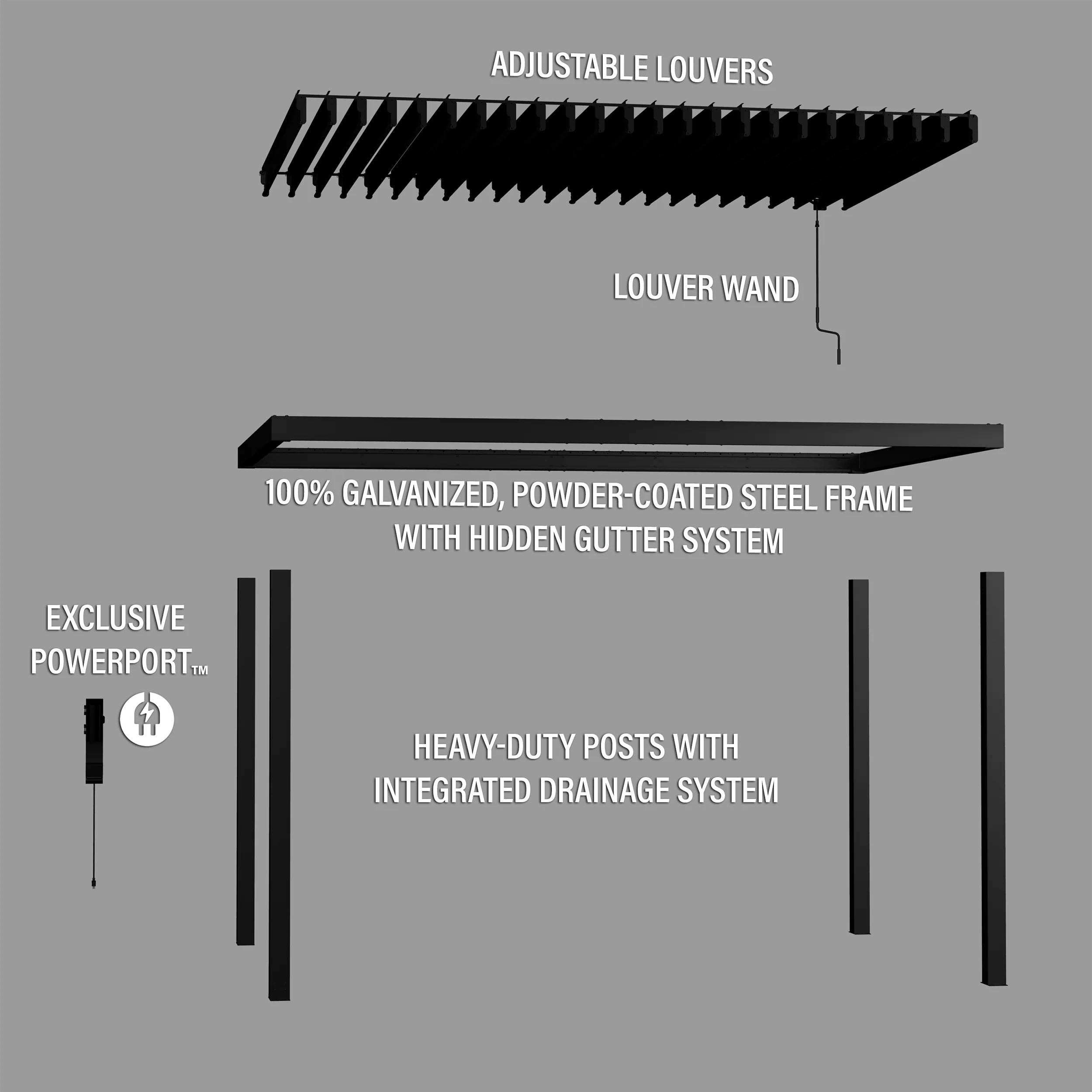 4.3m x 3.0m (14ft x 10ft) Sarasota Steel Louvered Pergola - Image 12