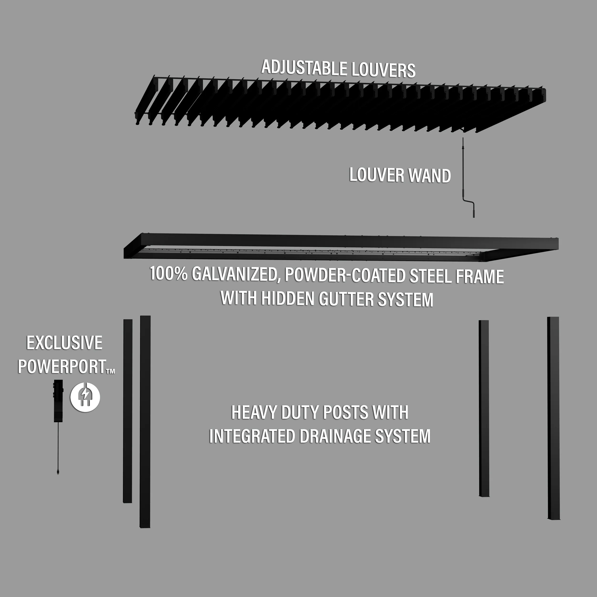 4.9m x 3.0m (16ft x 10ft) Sarasota Steel Louvered Pergola - Image 13