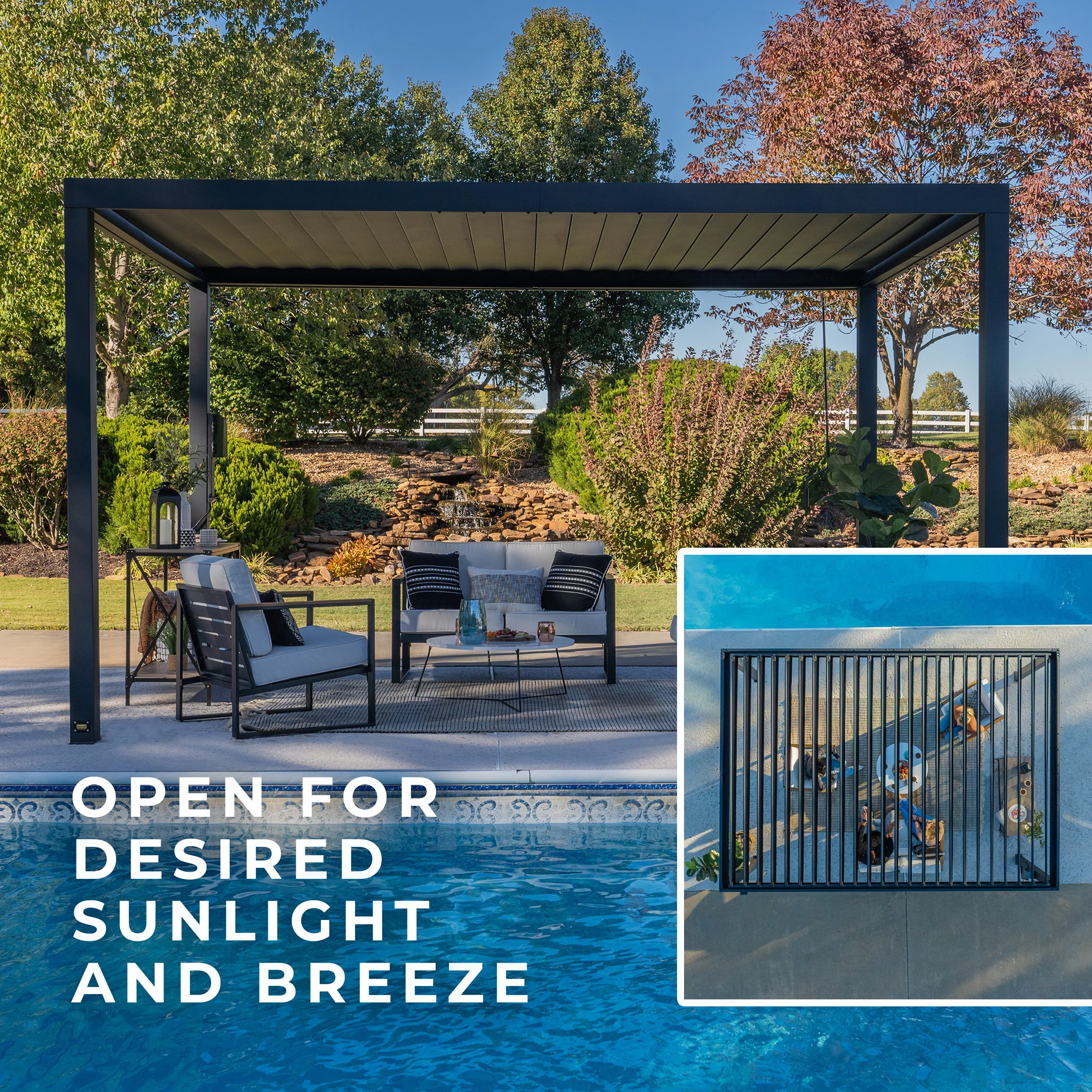 4.3m x 3.0m (14ft x 10ft) Sarasota Steel Louvered Pergola - Image 5