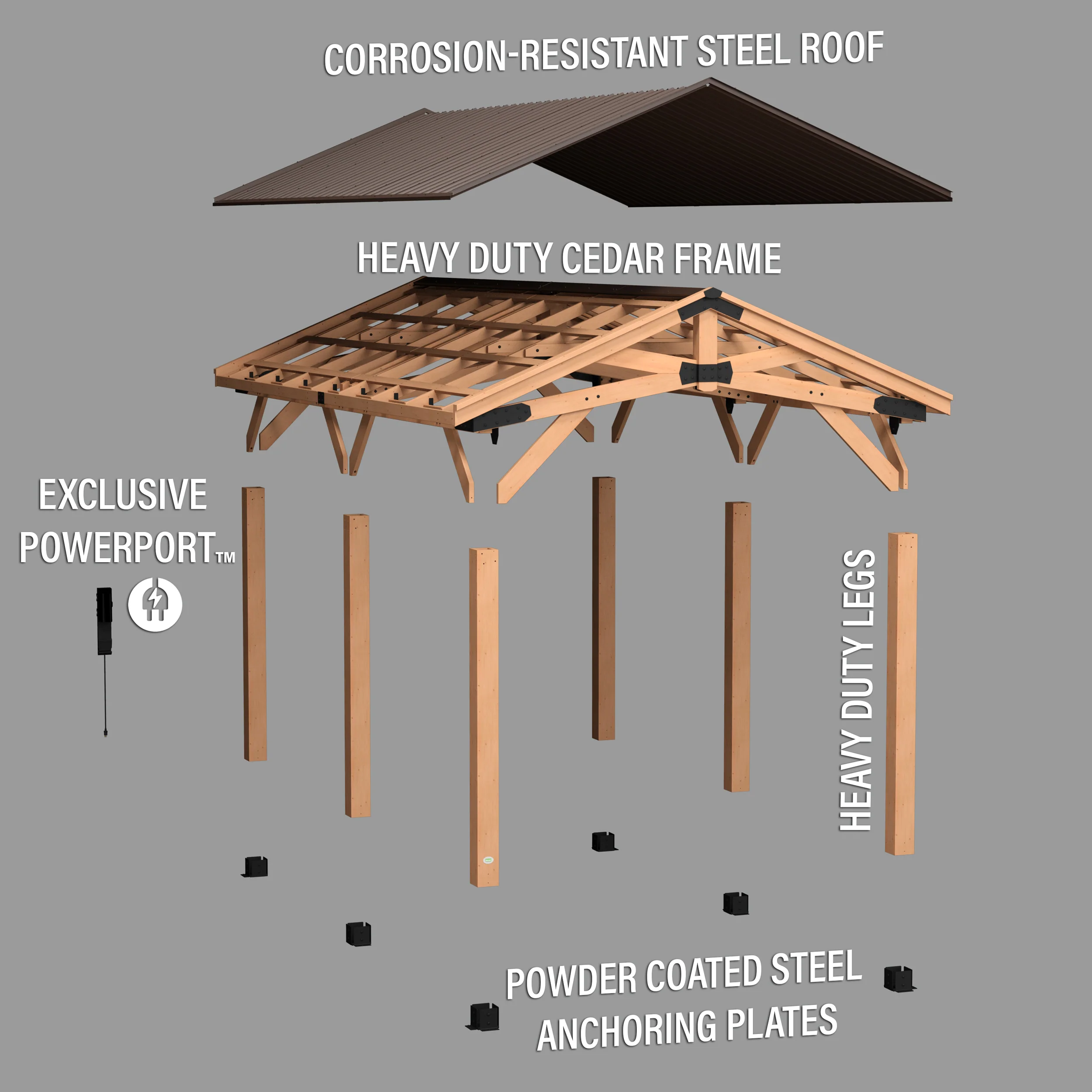 6.1m x 3.7m (20ft x 12ft) Norwood Gazebo/Carport - Image 11