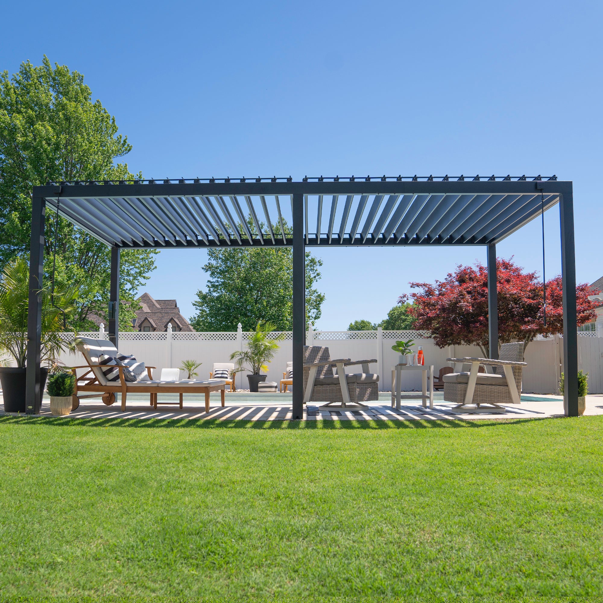 6.0m x 3.0m (20ft x 10ft) Sarasota Steel Louvered Pergola - Image 10