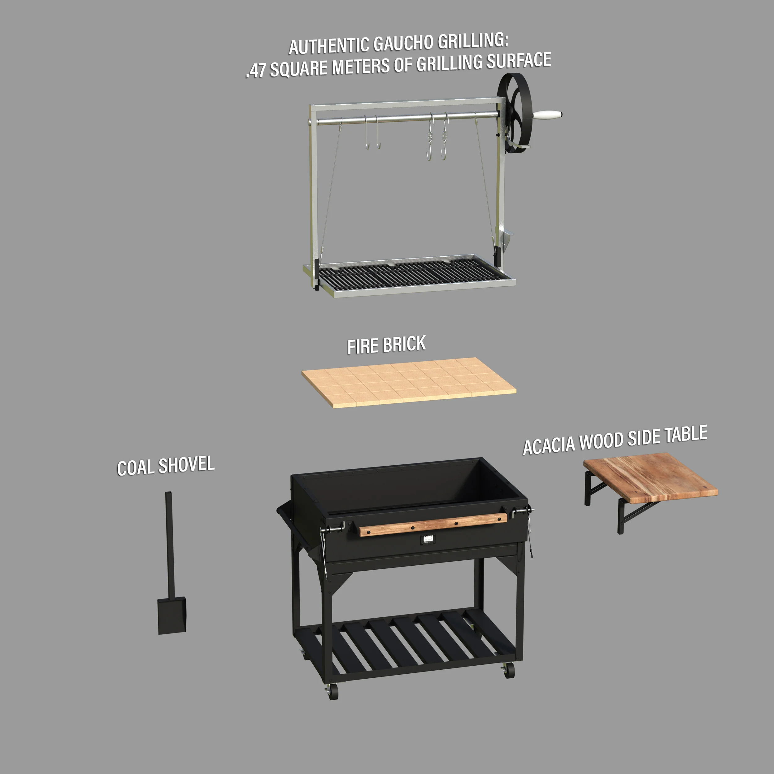 Argentine/Santa Maria Heritage BBQ Grill with Wood Fire and Charcoal Grill - Image 15