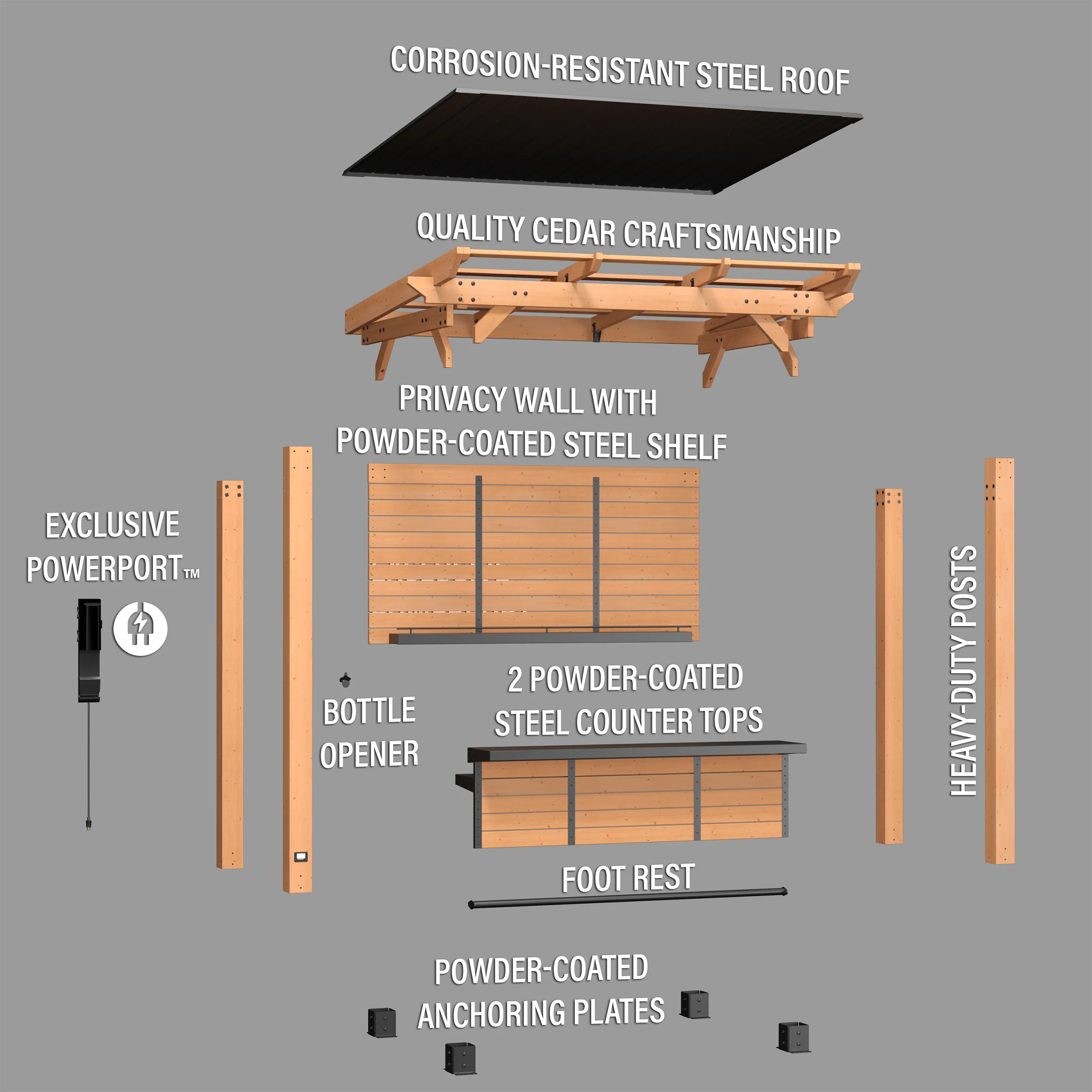 2.6m x 1.9m (8ft x 6ft) Cedar Springs Outdoor Bar - Image 13