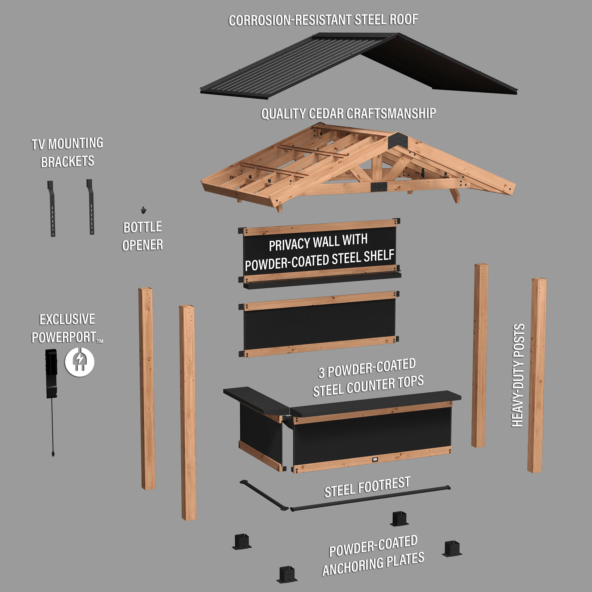 2.9m x 1.9m (10ft x 6ft) Palisade Outdoor Bar - Image 16