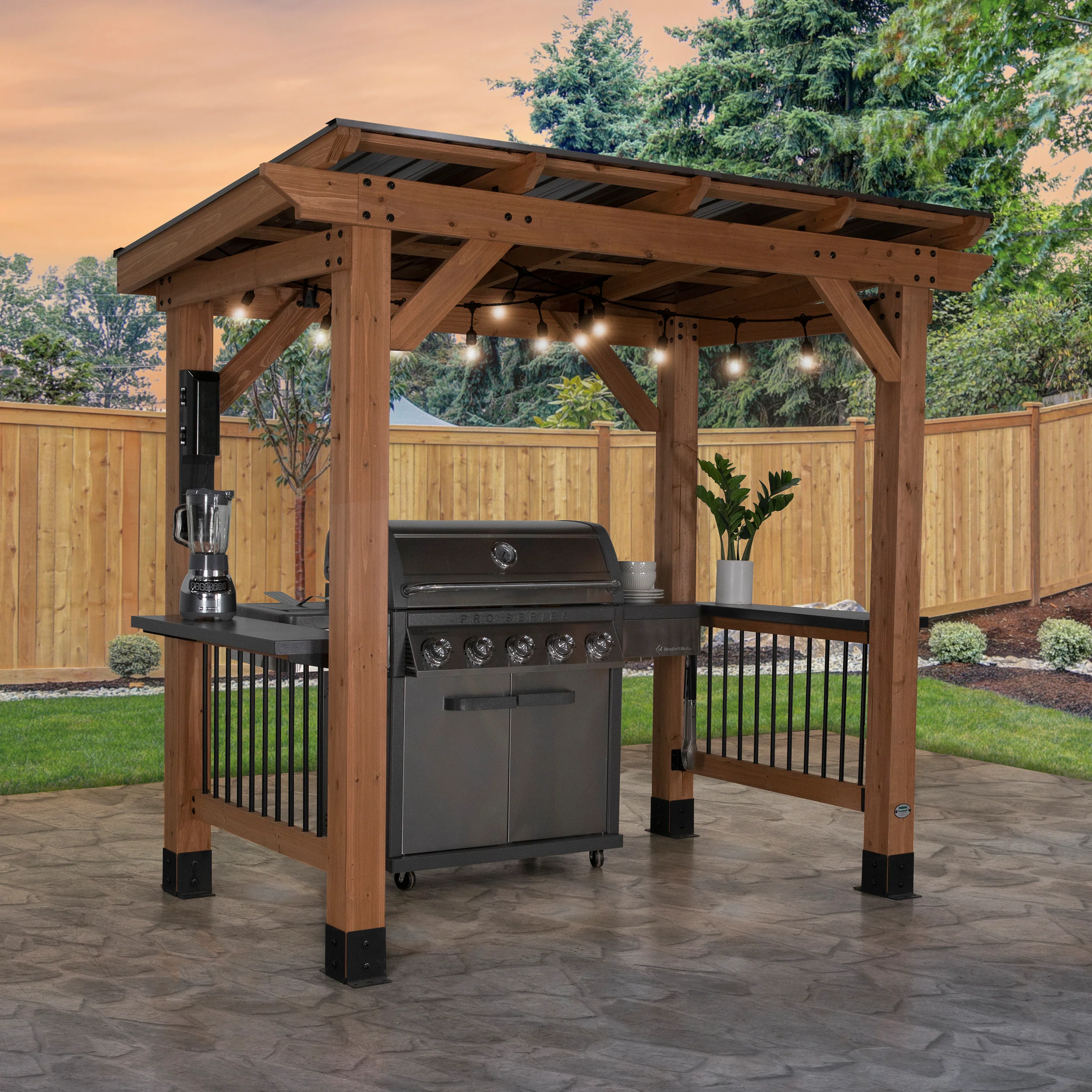2.6m x 1.6m (9ft x 5ft) Saxony Grill/BBQ Gazebo - Image 10