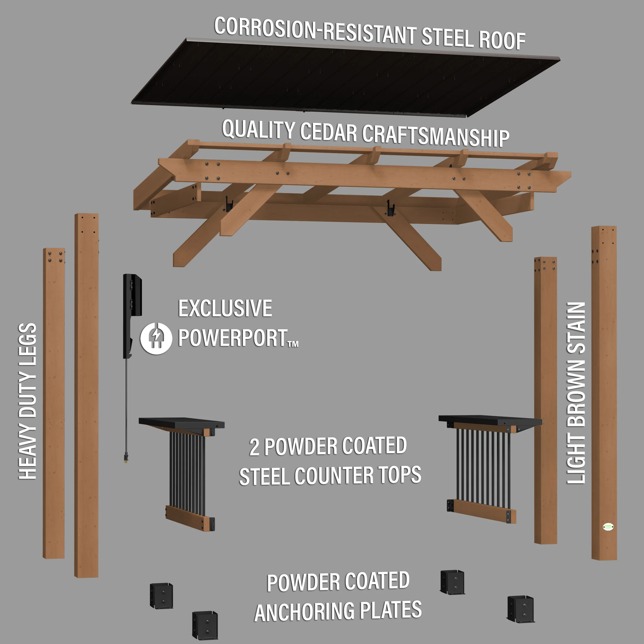 2.6m x 1.6m (9ft x 5ft) Saxony Grill/BBQ Gazebo - Image 12
