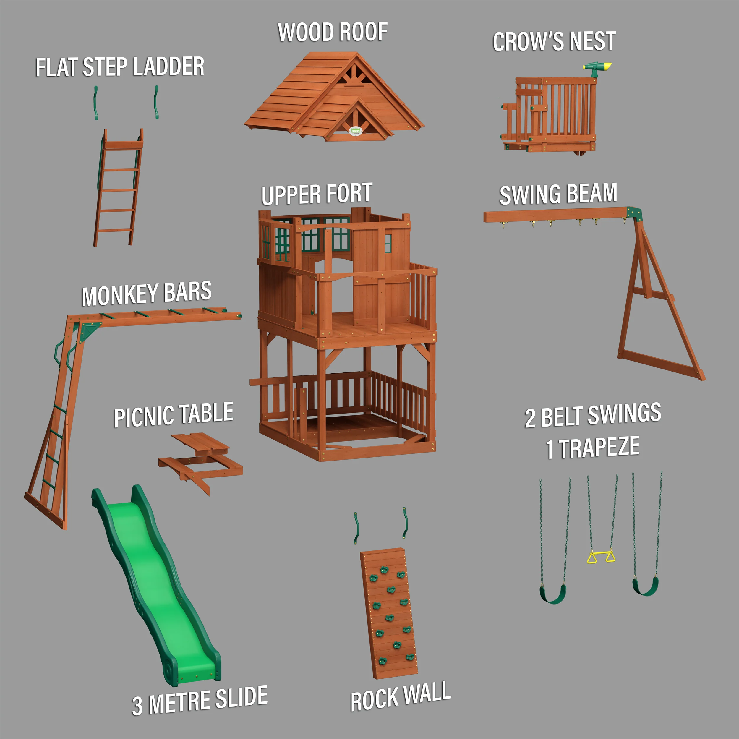 Skyfort II Swing Set and Climbing Frame - Image 11